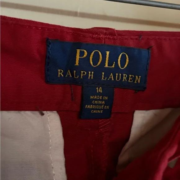 Polo by Ralph Lauren: Women’s Red Pants w/ Navy Belt - Picture 3 of 4